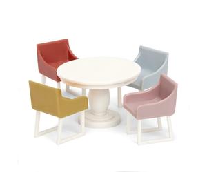 Lundby Basic Dinner Table and 4 Chairs Dolls House Dining Room Furniture Set
