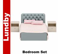 Lundby BEDROOM SET Doll's House Double Bed 1:18th Sweden 60-3064-00