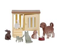 Lundby Dolls House Accessories - Cat & Dog Figurines - Animal Toys for 11cm Dolls - 9 Pieces - Age 4+ - 1:18
