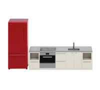 LUNDBY Dolls House Furniture Kitchen Accessories - Doll House Kitchen Sink Cupboard Cooker Fridge, 2-piece set for 11 cm miniature dolls, Age 3+ Scale 1:18