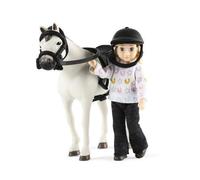 Lundby Dolls House Girl in Riding Helmet with Horse Saddle Briddle Modern People
