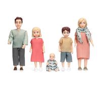 Lundby Doll House Dolls - Dollhouse People Figures - Toy Doll Charlie Family Set of 5 - 2 Adults + 3 Children - Dolls House Furniture Accessories - Bendable Plastic Mini Dolls for Kids Age 3+ - 1:18