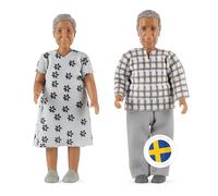 Lundby Dolls House People Family - Doll House Figures, Nikki Dollhouse Family Set Grandparents 2 Adults, Bendable Plastic Dollhouse Dolls for Girls and Boys Age 3+, 1:18, Swedish Design and Quality