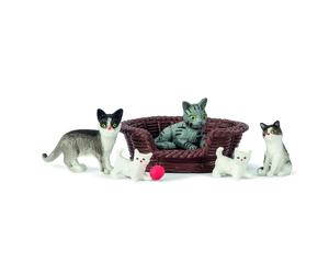 Lundby Dolls House Pet Set Cat Family with Kittens and Basket