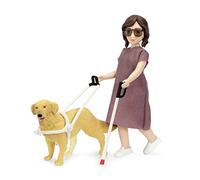 Lundby Dolls House Women with Glasses, Cane and Guide Dog Modern People 1:18