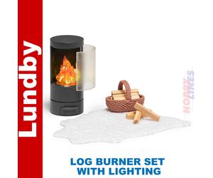 LUNDBY FIREPLACE SET with Lighting LUNDBY Doll House Furniture 60-6057-00