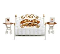 Lundby BRASS BED Pillows Sheets Bedside Tables Doll's House 1:18th scale Sweden