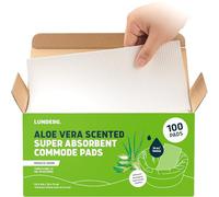 Lunderg Aloe Scented Super Absorbent Commode Pads - Medical Grade Value Pack 100 Count - for Disposable Bedside Commode Liners, Adult Chairs, Portable Buckets & Camping Toilet Bags - Light Scent