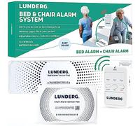 Lunderg Bed Alarm for Elderly Adults & Chair Alarm Set - Wireless Bed Sensor Pad (10” x 30”), Chair Sensor Pad & Pager - Alarms and Fall Prevention for Seniors & Dementia Patients - Full Caregiver Set