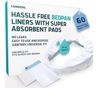 Lunderg Bedpan Liners with Super Absorbent Pads - Value Pack 60 Count - Medical Grade & Universal Fit - Bed Pans for Females, Elderly Men and Women - Make Life so Much Easier
