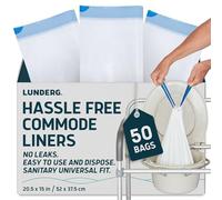 Lunderg Commode Liners - Value Pack 50 Count Universal Fit | Medical Grade Bedside Liners Disposable for Adult Commode Chair, Portable or Camping Toilet Bags