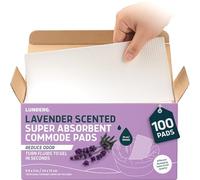 Lunderg Lavender Scented Super Absorbent Commode Pads - Medical Grade Value Pack 100 Count - for Disposable Bedside Commode Liners, Adult Chairs, Portable Buckets & Camping Toilet Bags - Light Scent