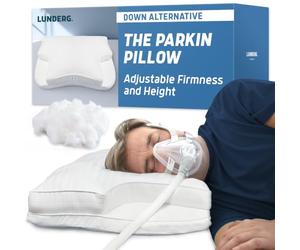Lunderg Parkin CPAP Pillow for Side & Back Sleepers - The Only Down Alternative with Adjustable Filling & 100% Cotton Case - Reduce Air Leaks & Mask Pressure for Better Sleep - Works with ALL Masks