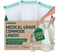 Lunderg Recycled Commode Liners - 250 Environment Friendly Toilet Bags