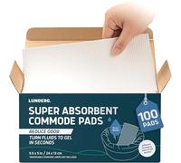 Lunderg Super Absorbent Commode Pads - Medical Grade Value Pack 100 Count