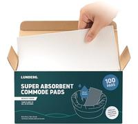 Lunderg Super Absorbent Commode Pads - Medical Grade Value Pack 100 Count - for Disposable Bedside Commode Liners, Adult Chairs, Portable Buckets & Camping Toilet Bags - Unscented