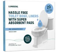 Lunderg Toilet Liners with Super Absorbent Pads - Value Pack 20 Count Universal Fit - Disposable Toilet Bags to Convert any Home, Boat or Camping WC into a Dry Flush - Emergency must have