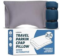 Lunderg Travel-Size Parkin CPAP Pillow for Side & Back Sleepers - Down Alternative with Adjustable Filling, 100% Cotton Case & Travel Bag Included - Reduce Mask Leaks & Pressure - Works with All Masks