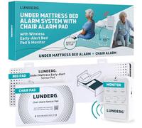 Lunderg Undermattress Bed Alarm for Elderly Adults & Chair Alarm Set - Wireless Early-Alert Mattress Pad, Chair Pad & Pager - Bed Alarms and Fall Prevention for Elderly and Dementia Patients