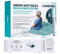 Lunderg Undermattress Bed Alarm for Elderly Adults - Wireless Sensor Pad with Early Alert & Pager - Bed Alarms and Fall Prevention for Elderly and Dementia Patients - Reduces False Alarms