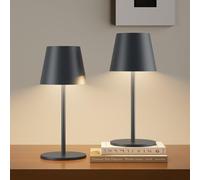 lundwa Dimmable Pack of 2 LED Battery Table Lamp 26 cm, 5000 mAh Camping Lamp Battery Rechargeable, 3 W 3000 K Table Lamp Wireless, IP54 Outdoor Table Lamp for Restaurant, Bedroom, Bar (Anthracite)