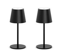 lundwa Dimmable Pack of 2 LED Battery Table Lamp 26 cm, 5000 mAh Camping Lamp Battery Rechargeable, 3 W 3000 K Table Lamp Wireless, IP54 Outdoor Table Lamp for Restaurant, Bedroom, Bar (Black)