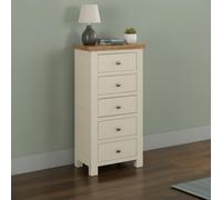 Lundy Narrow Chest - 5 Drawer - Ivory Painted