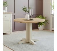 Lundy Round Drop Leaf Dining Table - 2 Seater - 30cm-90cm - Ivory Painted