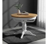 Lundy Round Extending Dining Table - 2-4 Seater - 100cm-135cm - Pedestal Base - White Painted