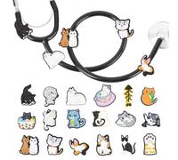 LuneClat Cute Cats Stethoscope Charms for Nurse - 18Pcs Rubber Pediatric Stethoscopes Decor Personalized Accessories, Gift for Doctor & Veterinarian, Medical Worker Nursing Graduation