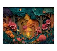 Luneko Jigsaw Puzzles for Adults 1000 Pieces Impossible 28 x 20 inch | Difficult Hard Challenge Puzzle Nature Forest Landscape Butterflies Flower 3D Puzzles Paper Sculpture 1000 Pc Puzzles