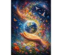 Luneko Jigsaw Puzzles for Adults 1000 Pieces Impossible Puzzle 28 x 20 inch | Difficult Hard Challenge Jigsaw Puzzles Galaxy of Flowers Surrounding the Living Planet Butterfly Bird Scene 1000 Pc Puzzles