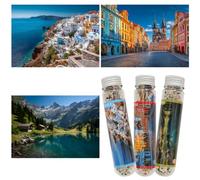 Luneko Small Jigsaw Puzzles for Adults Challenging Puzzle Small Puzzles | Mini Jigsaw Puzzles 150 Pieces Micro Tiny Puzzle Alpine Lakes Aegean Sea Oldtown Square Travel Puzzles 6 x 4 inch 3 Packs