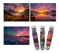 Luneko Small Jigsaw Puzzles for Adults Challenging Puzzle Small Puzzles | Mini Jigsaw Puzzles 150 Pieces Micro Tiny Puzzle Mountains Lakes Sunset Sunrise Puzzles Travel Puzzle 6 x 4 Inch 3 Packs