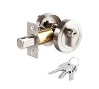 LUNEKUCK Single Cylinder Deadbolt Round Security Lock With Key - Zinc Alloy Standard Size for Bathroom, Bedroom, Entrance - Interior and Exterior Door Lock