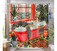 Lunerfex Bathtub Turtle Shower Curtain Cute Illustration Bathroom Decor 72"x72"