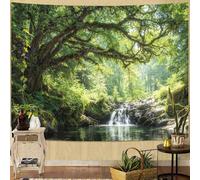 Lunerfex Forest Tree and Flowing Water Tapestry, Serene Landscape Wall Tapestries for Room Decor, Scenic Home Decor Tapestry 90L x 70W