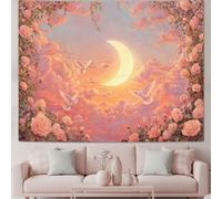 Lunerfex Moon Rose Tapestry Romantic Dove Wall Art for Room 60"x44"