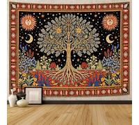 Lunerfex Tree of Life Wall Tapestry - Celestial Sun & Moon Wall Hanging for Bedroom and Living Room Decor - Boho Starry Night Tapestries 60"x44"