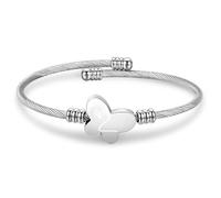 Lunestral Silver Butterfly Initial A-Z Expandable Cuff Bangle Bracelet for Women Personalized Alphabet Name Birthday Jewellery for Her (L)