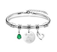Lunestral Women Girl's Jewellery -Beautiful Girl, You Can Do Amazing Things- Birthstone Charm Bracelets Insprational Jewellery Motivational Birthday Graduation Christmas Gifts for Her (May-Emerald)