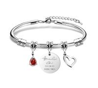 Lunestral Women Girl's Jewellery -Beautiful Girl, You Can Do Amazing Things- Birthstone Charm Bracelets Insprational Jewellery Motivational Birthday Graduation Christmas Gifts for Her (Jan-Garnet)