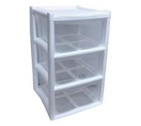 Lunex 3 Plastic Storage Drawers Unit with See-Through Drawers, Compact Vertical Design - Durable Plastic, Ideal for Organizing Office Crafts, and Household Items, 60cm x L39cm x W39cm (White)