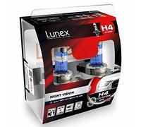 LUNEX H4 NIGHT VISION Headlight Halogen Bulbs + 100% more light 472 12V 60/55W P43t 3600K duobox (2 units)