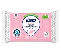 LUNEXA Saxon Sensitive Toilet Tissue Wipes 40 Pack - Fragrance Free Flushable Wet Toilet Wipes, Biodegradable, Dermatologically Tested, pH Neutral Personal Hygiene Wipes