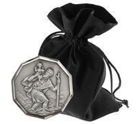 LUNEXUS Christopher Car Magnet Ø 3 cm octagonal - blessed with certificate - Saint Christopherus picture - patron saint motorist - adhesive pad & magnet - car lucky charm octagon