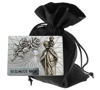 Lunexus Christopher Car Magnet 3.6 x 2.6 cm (Square) - Saint Christopher - Blessed - Plaque with (Protect Me) Engraving - Magnet & Adhesive Backing - Gift for Drivers & Pilgrims