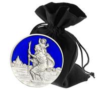 LUNEXUS Christopher Car Magnet Diameter 3.5 cm - Saint Christopher Car Plaque - Blessed - Patron Saint Drivers - Christopher Car Pendant - Guardian Angel Car Magnet - Car Lucky Charm