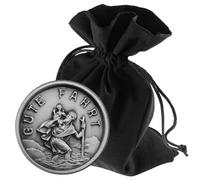 LUNEXUS Christopher Car Magnet Diameter 3 cm - Saint Christopher Blessed with Certificate - Patron Saint Drivers - Good Ride Lucky Charm - Adhesive Pad & Magnet - Gift New Driver