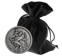 LUNEXUS Christopher Car Magnet Diameter 3 cm - Saint Christopher Plaque Blessed with Certificate - Patron Saint Drivers - Sticks with Magnet & Adhesive Pad - Car Lucky Charm for Safe Driving